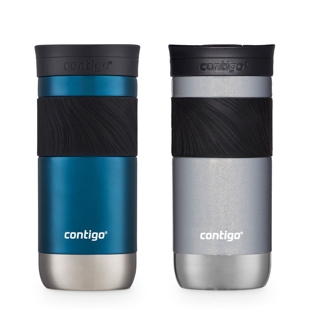 Contigo® Byron 2.0 Stainless Steel Travel Mug with SNAPSEAL™ Lid and Grip, 16oz, 2-Pack - Blueberry & Gold Morel
