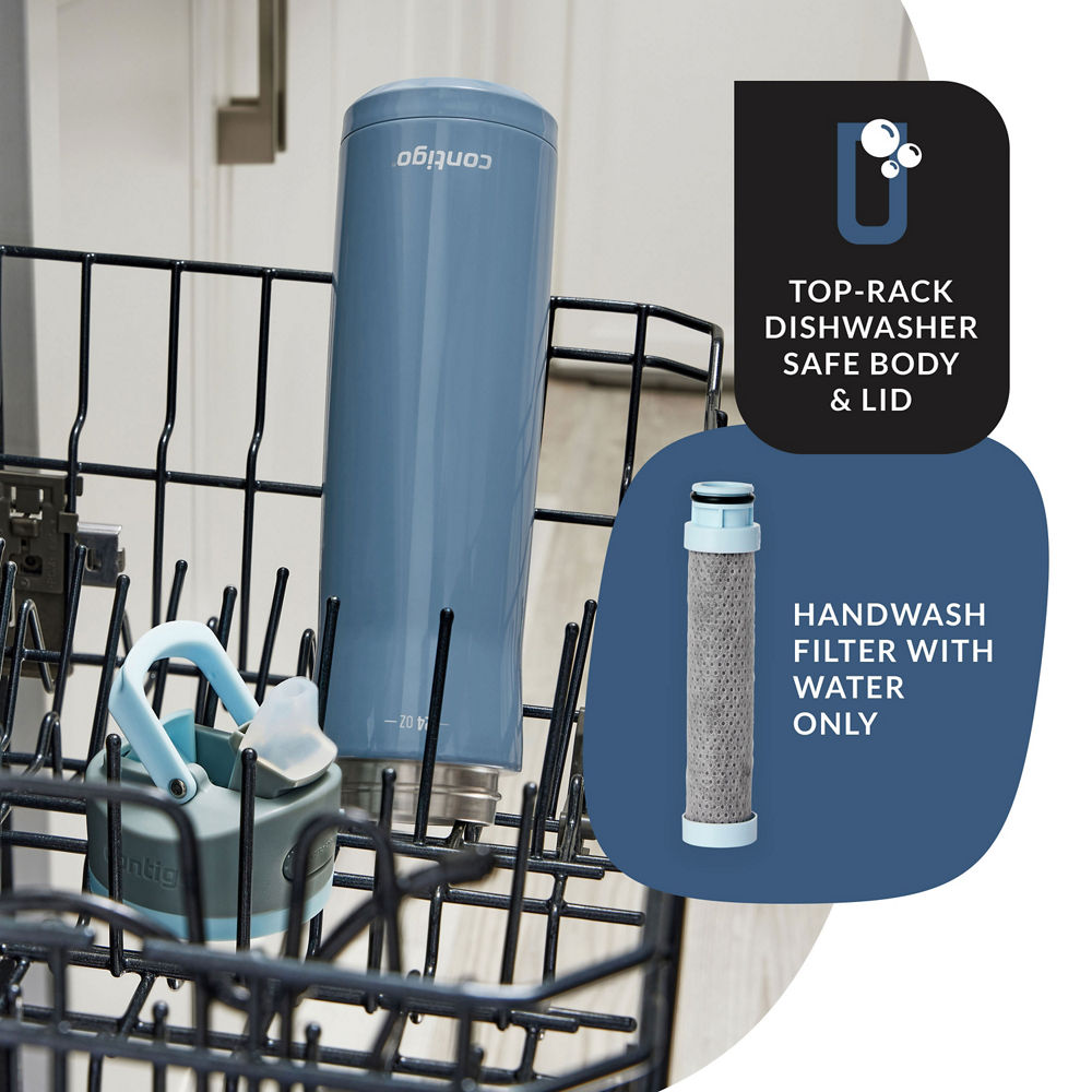Contigo® Wells Chill Stainless Steel Filter Water Bottle with AUTOSPOUT® Straw Lid and Replacement Filter, 24 Oz. - Dark Ice & Purity - image 5