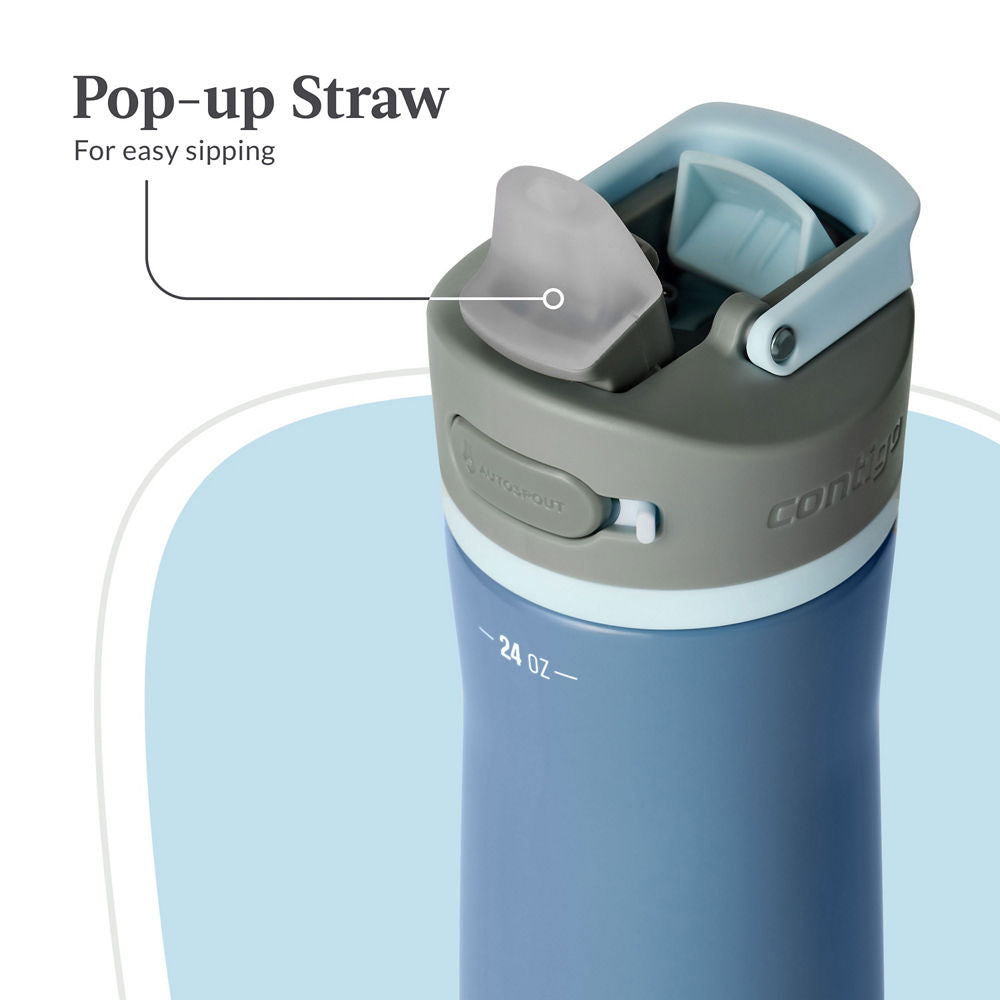 Contigo® Wells Chill Stainless Steel Filter Water Bottle with AUTOSPOUT® Straw Lid and Replacement Filter, 24 Oz. - Dark Ice & Purity - image 6