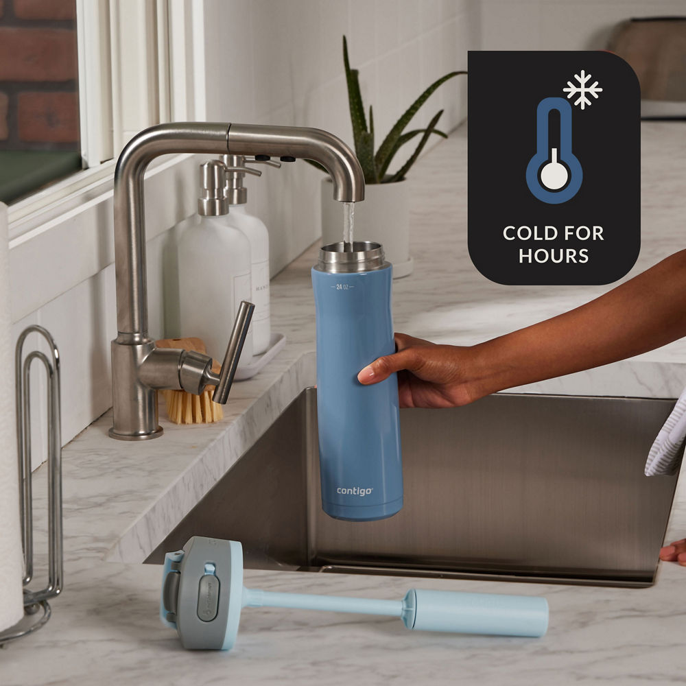 Contigo® Wells Chill Stainless Steel Filter Water Bottle with AUTOSPOUT® Straw Lid and Replacement Filter, 24 Oz. - Dark Ice & Purity - image 7