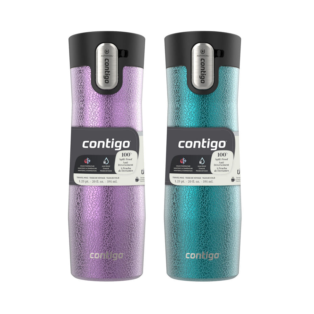 Contigo® West Loop 3.0 Stainless Steel Travel Mug with AUTOSEAL® Lid, 20oz, 2-Pack - Crystal Pansy & Crystal Juniper - image 2