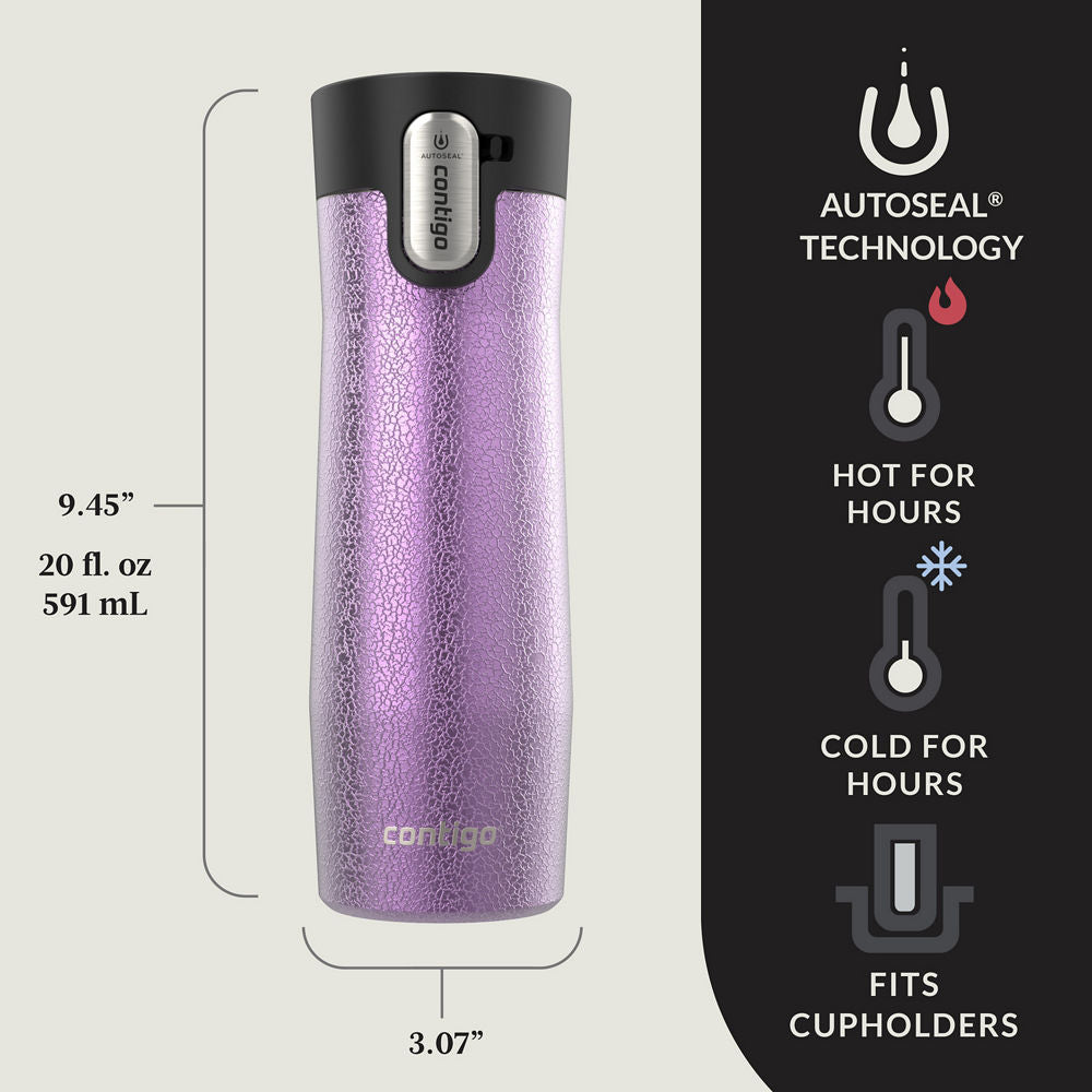 Contigo® West Loop 3.0 Stainless Steel Travel Mug with AUTOSEAL® Lid, 20oz, 2-Pack - Crystal Pansy & Crystal Juniper - image 4