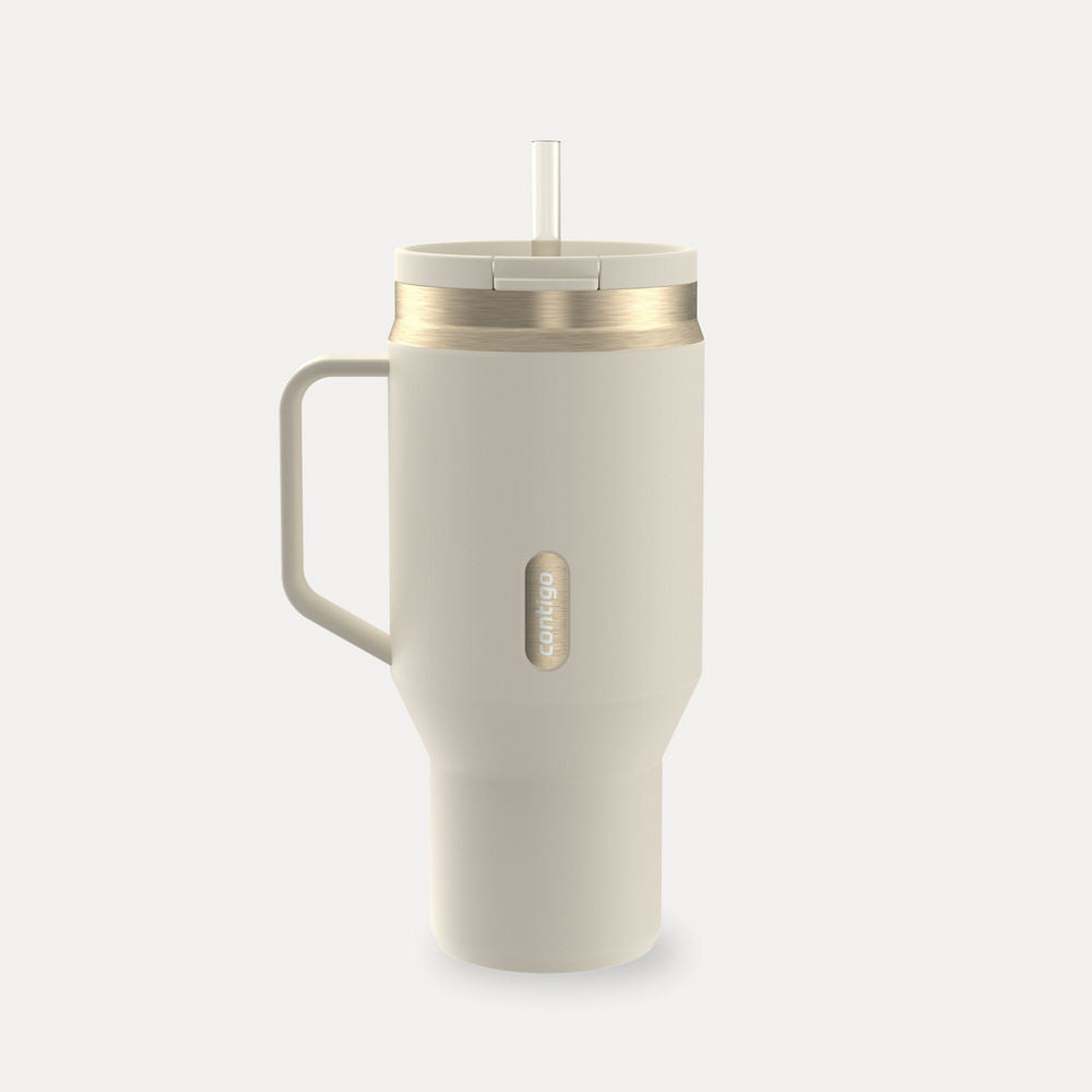 30 oz SnapSeal™ Tumbler (w/ Straw & Handle) - Oatmilk Champagne
