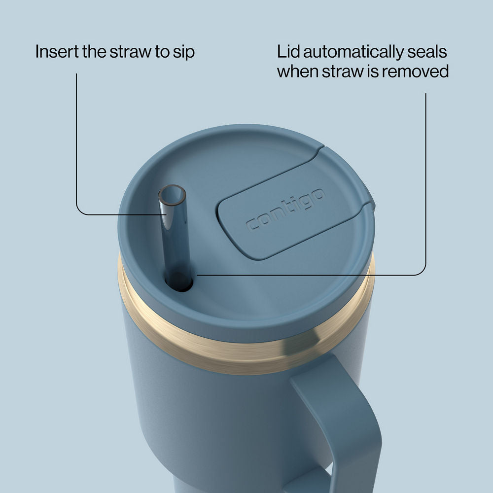 30 oz SnapSeal™ Tumbler (w/ Straw & Handle) - Denim Champagne - image 3