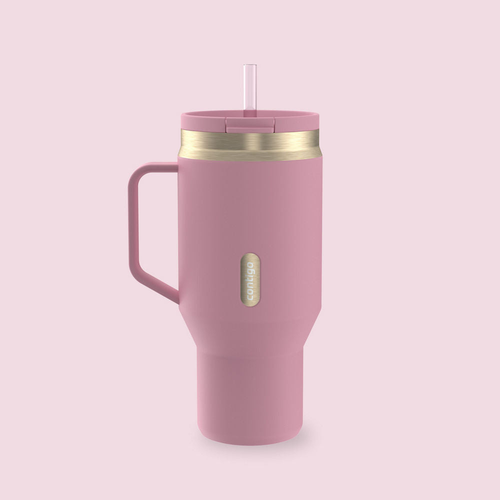 30 oz SnapSeal™ Tumbler (w/ Straw & Handle) - Pink Diamond Champagne