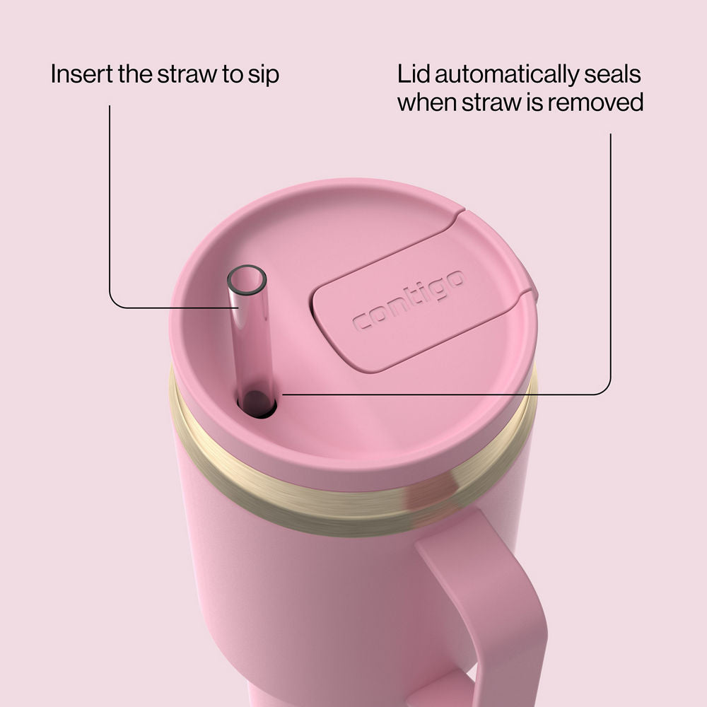 30 oz SnapSeal™ Tumbler (w/ Straw & Handle) - Pink Diamond Champagne - image 3