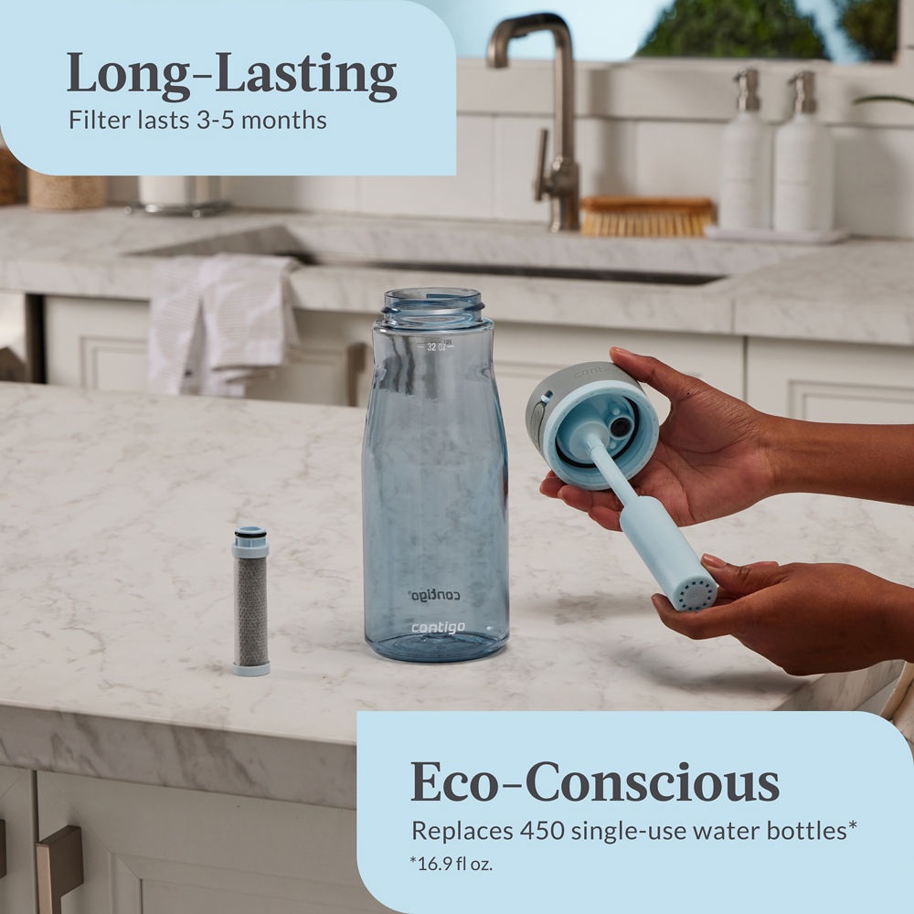 Contigo® Wells Plastic Filter Water Bottle with AUTOSPOUT® Straw Lid, 32 Oz. - Dark Ice - image 3