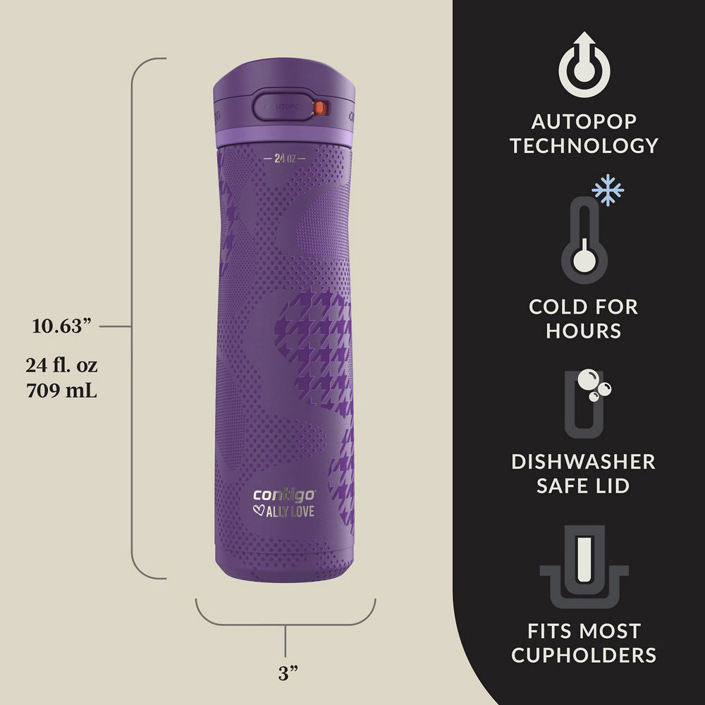 Contigo® x Ally Love Jackson Chill 2.0 Stainless Steel Water Bottle with AUTOPOP®  Lid, 24oz - Violet - image 3